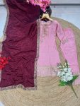 ATTRACTIVE CHINON EMBROIDERY WORK TOP BOTTOM WITH DUPATTA CASUAL WEAR WHOLESALE PRICE ETHNIC GARMENT (2)