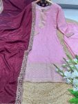 ATTRACTIVE CHINON EMBROIDERY WORK TOP BOTTOM WITH DUPATTA CASUAL WEAR WHOLESALE PRICE ETHNIC GARMENT (2)