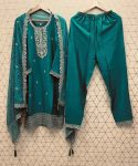 ATTRACTIVE CHINON SILK EMBROIDERY SEQUENCE WORK TOP BOTTOM WITH DUPATTA FESTIVAL WEAR WHOLESALE PRICE ETHNIC GARMENT (15)