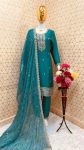 ATTRACTIVE CHINON SILK EMBROIDERY SEQUENCE WORK TOP BOTTOM WITH DUPATTA FESTIVAL WEAR WHOLESALE PRICE ETHNIC GARMENT (15)