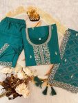 ATTRACTIVE CHINON SILK EMBROIDERY SEQUENCE WORK TOP BOTTOM WITH DUPATTA FESTIVAL WEAR WHOLESALE PRICE ETHNIC GARMENT (15)