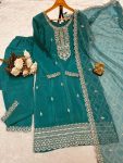 ATTRACTIVE CHINON SILK EMBROIDERY SEQUENCE WORK TOP BOTTOM WITH DUPATTA FESTIVAL WEAR WHOLESALE PRICE ETHNIC GARMENT (15)
