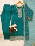 ATTRACTIVE CHINON SILK EMBROIDERY SEQUENCE WORK TOP BOTTOM WITH DUPATTA FESTIVAL WEAR WHOLESALE PRICE ETHNIC GARMENT (15)