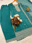 ATTRACTIVE CHINON SILK EMBROIDERY SEQUENCE WORK TOP BOTTOM WITH DUPATTA FESTIVAL WEAR WHOLESALE PRICE ETHNIC GARMENT (15)