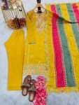 ATTRACTIVE CHINON SILK EMBROIDERY SEQUENCE WORK TOP BOTTOM WITH DUPATTA FESTIVAL WEAR WHOLESALE PRICE ETHNIC GARMENT (5)