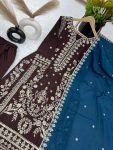 ATTRACTIVE CHINON SILK EMBROIDERY SEQUENCE WORK TOP BOTTOM WITH DUPATTA FESTIVAL WEAR WHOLESALE PRICE ETHNIC GARMENT (6)