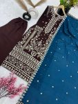 ATTRACTIVE CHINON SILK EMBROIDERY SEQUENCE WORK TOP BOTTOM WITH DUPATTA FESTIVAL WEAR WHOLESALE PRICE ETHNIC GARMENT (6)