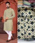 ATTRACTIVE COTTON CHICKENKARI WITH SEQUENCE DIGITAL PRINT WORK MENS KURTA PAJAMA FESTIVAL WEAR WHOLESALE PRICE ETHNIC GARMENT (3)