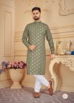 ATTRACTIVE COTTON FOIL PRINT WORK MEN’S KURTA PAJAMA FESTIVAL WEAR WHOLESALE PRICE ETHNIC GARMENT (4)