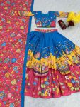 ATTRACTIVE COTTON KALAMKARI PRINT WORK LEHENGA CHOLI WITH DUPATTA FESTIVAL WEAR WHOLESALE PRICE ETHNIC GARMENT (3)