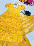 ATTRACTIVE GEORGETTE DIGITAL PRINT WITH MOTI LACE WORK GOWN SAREE WITH ATTACHED DUPATTA FESTIVAL WEAR WHOLESALE PRICE ETHNIC GARMENT (5)