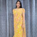 ATTRACTIVE GEORGETTE DIGITAL PRINT WITH MOTI LACE WORK GOWN SAREE WITH ATTACHED DUPATTA FESTIVAL WEAR WHOLESALE PRICE ETHNIC GARMENT (5)