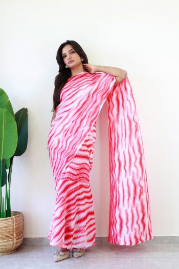 ATTRACTIVE GEORGETTE DIGITAL PRINT WORK  READY TO WEAR GOWN SAREE PINK