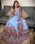 ATTRACTIVE GEORGETTE EMBROIDERY DIAMOND STONE WORK GOWN BOTTOM WITH DUPATTA FESTIVAL WEAR WHOLESALE PRICE ETHNIC GRAMENT (6)
