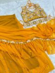 ATTRACTIVE GEORGETTE EMBROIDERY SEQUENCE RUFFLE WORK LEHENGA SAREE ATTACHED DUPATTA WITH STITCHED BLOUSE PARTY WEAR WHOLESALE PRICE ETHNIC GARMENT (4)