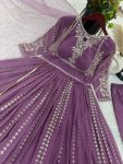 ATTRACTIVE GEORGETTE EMBROIDERY SEQUENCE WORK GOWN BOTTOM WITH DUPATTA PARTY WEAR WHOLESALE PRICE ETHNIC GARMENT (13)