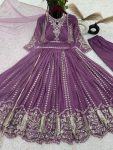 ATTRACTIVE GEORGETTE EMBROIDERY SEQUENCE WORK GOWN BOTTOM WITH DUPATTA PARTY WEAR WHOLESALE PRICE ETHNIC GARMENT (13)
