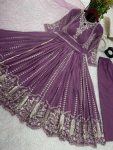 ATTRACTIVE GEORGETTE EMBROIDERY SEQUENCE WORK GOWN BOTTOM WITH DUPATTA PARTY WEAR WHOLESALE PRICE ETHNIC GARMENT (13)
