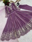 ATTRACTIVE GEORGETTE EMBROIDERY SEQUENCE WORK GOWN BOTTOM WITH DUPATTA PARTY WEAR WHOLESALE PRICE ETHNIC GARMENT (13)
