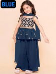 ATTRACTIVE GEORGETTE EMBROIDERY WORK KIDS TOP PALAZZO WITH DUPATTA FESTIVAL WEAR WHOLESALE PRICE ETHNIC GRAMENT (4)