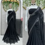 ATTRACTIVE GEORGETTE HOT FIC STONE WORK SAREE WITH UNSTITCHED BLOUSE PARTY WEAR WHOLESALE PRICE ETHNIC GARMENT (6)