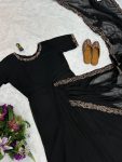 ATTRACTIVE GEORGETTE PLATES GOWN WITH EMBROIDERY WORK DUPATTA ATTACHED GOWN SAREE PARTY WEAR WHOLESALE PRICE ETHNIC GARMENT (4)