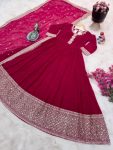 ATTRACTIVE GEORGETTE SEQUENCE CODING EMBROIDERY WORK GOWN WITH DUPATTA FESTIVAL WEAR WHOLESALE PRICE ETHNIC GARMENT (4)