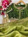 ATTRACTIVE GOLD CRUSH EMBROIDERY SEQUENCE WORK SAREE WITH STITCHED BLOUSE PARTY WEAR WHOLEALE PRICE ETHNIC GARMENT 5 (3)