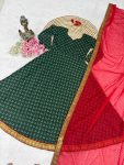 ATTRACTIVE MUSLIN COTTON LACE BORDER WORK GOWN WITH DUPATTA FESTIVAL WEAR WHOLESALE PRICE ETHNIC GARMENT (9)