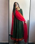 ATTRACTIVE MUSLIN COTTON LACE BORDER WORK GOWN WITH DUPATTA FESTIVAL WEAR WHOLESALE PRICE ETHNIC GARMENT (9)