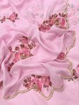 ATTRACTIVE ORGANZA FLORAL PRINT WITH MOTI CUTDANA HAND WORK SAREE WITH UNSTITCHED BLOUSE FESTIVAL WEAR WHOLESALE PRICE ETHNIC GARMENT (9)