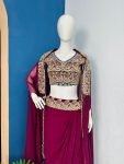 ATTRACTIVE ORGANZA SILK EMBROIDERY WORK LEHNGA SHRUG WITH STITCHED BLOUSE PARTY WEAR WHOLESALE PRICE ETHNIC GARMENT (4)