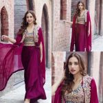 ATTRACTIVE ORGANZA SILK EMBROIDERY WORK LEHNGA SHRUG WITH STITCHED BLOUSE PARTY WEAR WHOLESALE PRICE ETHNIC GARMENT (4)