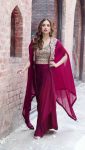 ATTRACTIVE ORGANZA SILK EMBROIDERY WORK LEHNGA SHRUG WITH STITCHED BLOUSE PARTY WEAR WHOLESALE PRICE ETHNIC GARMENT (4)