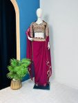 ATTRACTIVE ORGANZA SILK EMBROIDERY WORK LEHNGA SHRUG WITH STITCHED BLOUSE PARTY WEAR WHOLESALE PRICE ETHNIC GARMENT (4)