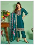 ATTRACTIVE SILK EMBROIDERY SEQUENCE WORK TOP BOTTOM WITH DUPATTA CASUAL WEAR WHOLESALE PRICE ETHNIC GARMENT (1)