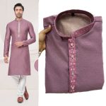 ATTRACTIVE SILK JACQUARD EMBROIDERY WORK MENS KURTA PAJAMA FESTIVAL WEAR WHOLESALER PRICE ETHNIC GARMENT (4)