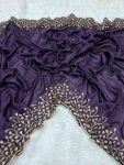 ATTRACTIVE VICHITRA SILK ZARI WITH STONE WORK SAREE WITH UNSTITCHED BLOUSE PURPLE