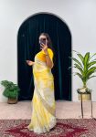 DESIGNER BURBERRY SILK SHIBORI PRINT EMBROIDERY ZARI SEQUENCE WORK SAREE WITH STITCHED BLOUSE FESTIVAL WEAR WHOLESALE PRICE ETHNIC GARMENT 2 (3)