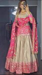 DESIGNER CHINON EMBROIDERY SEQUENCE NEEDLE WORK TOP LEHENGA WITH DUPATTA PARTY WEAR WHOLESALE PRICE ETHNIC GARMENT (5)