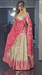 DESIGNER CHINON EMBROIDERY SEQUENCE NEEDLE WORK TOP LEHENGA WITH DUPATTA PARTY WEAR WHOLESALE PRICE ETHNIC GARMENT (5)