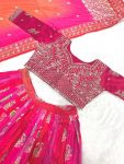 DESIGNER CHINON EMBROIDERY SEQUENCE WORK LEHENGA CHOLI WITH DUPATTA PARTY WEAR WHOLESALE PRICE ETHNIC GARMENT (4)