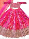 DESIGNER CHINON EMBROIDERY SEQUENCE WORK LEHENGA CHOLI WITH DUPATTA PARTY WEAR WHOLESALE PRICE ETHNIC GARMENT (4)