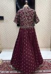 DESIGNER CHINON SILK EMBROIDERY SEQUENCE WORK GOWN WITH JACKET PARTY WEAR WHOLESALE PRICE ETHNIC GARMENT (8)