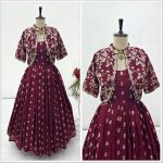 DESIGNER CHINON SILK EMBROIDERY SEQUENCE WORK GOWN WITH JACKET PARTY WEAR WHOLESALE PRICE ETHNIC GARMENT (8)