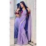 DESIGNER CHINON SILK EMBROIDERY SEQUENCE WORK SAREE WITH UNSTITCHED BLOUSE PARTY WEAR WHOLESALE PRICE ETHNIC GARMENT (8)