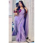 DESIGNER CHINON SILK EMBROIDERY SEQUENCE WORK SAREE WITH UNSTITCHED BLOUSE PARTY WEAR WHOLESALE PRICE ETHNIC GARMENT (8)