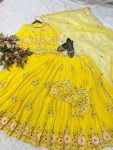 DESIGNER CHINON THREAD SEQUENCE EMBROIDRY WORK LEHENGA CHOLI DUPATTA WITH KOTI WEDDING WEAR WHOLESALE PRICE ETHNIC GARMENT (4)