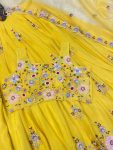 DESIGNER CHINON THREAD SEQUENCE EMBROIDRY WORK LEHENGA CHOLI DUPATTA WITH KOTI WEDDING WEAR WHOLESALE PRICE ETHNIC GARMENT (4)