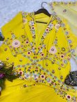 DESIGNER CHINON THREAD SEQUENCE EMBROIDRY WORK LEHENGA CHOLI DUPATTA WITH KOTI WEDDING WEAR WHOLESALE PRICE ETHNIC GARMENT (4)